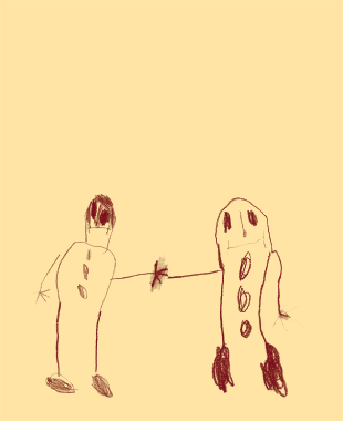 Kinderzeichnung:  Mutter mit Kind